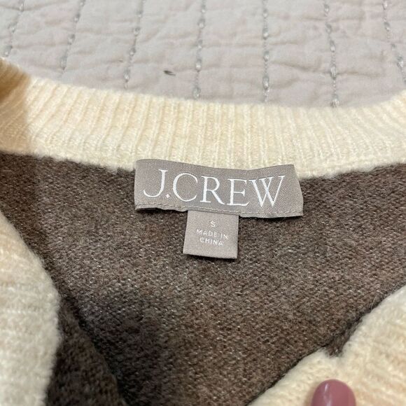 J. Crew Geometric Brown and Cream Cardigan - Picture 5 of 12
